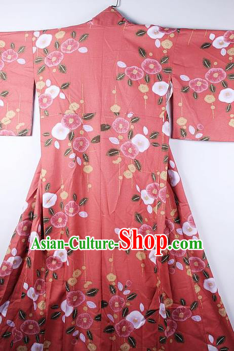 Asian Japanese National Red Furisode Kimono Ceremony Costume Traditional Japan Yukata Dress for Women