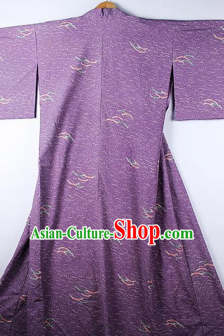 Asian Japanese Ceremony Classical Pattern Purple Kimono Traditional Japan National Yukata Costume for Men