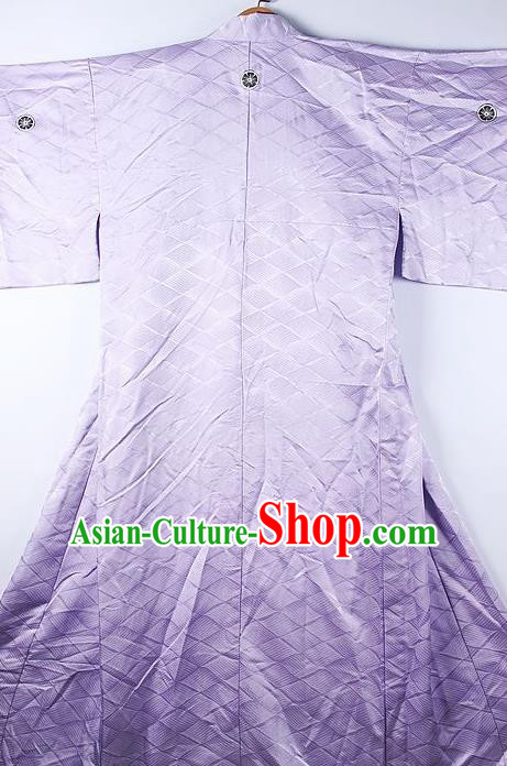 Asian Japanese Ceremony Classical Pattern Lilac Kimono Traditional Japan National Yukata Costume for Men