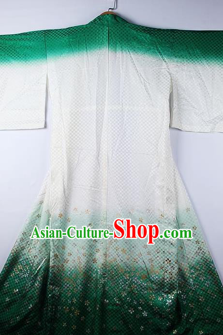 Asian Japanese Ceremony Printing Sakura Deep Green Kimono Traditional Japan National Yukata Costume for Men