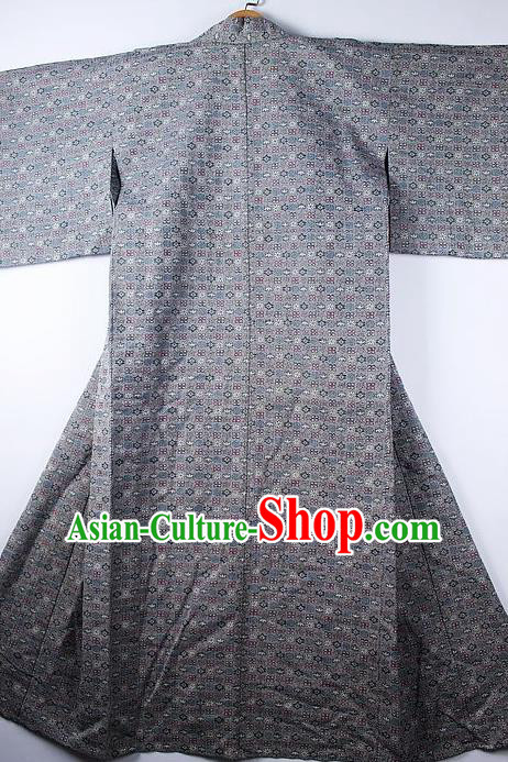 Asian Japanese Ceremony Clothing Classical Pattern Grey Kimono Traditional Japan National Yukata Costume for Men