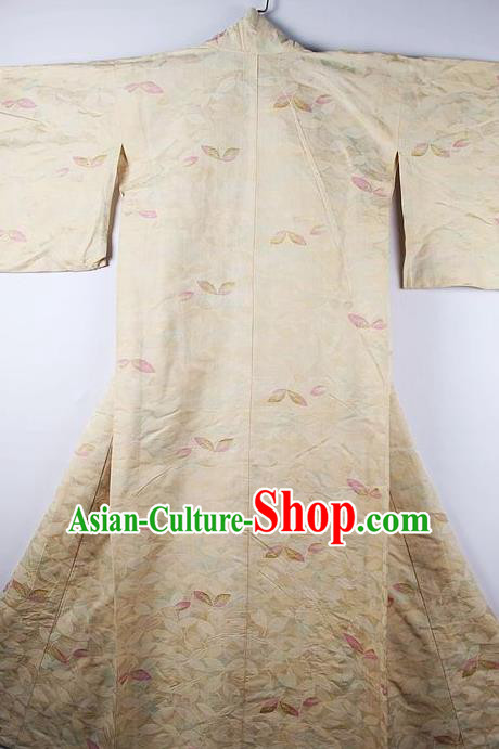 Asian Japanese Ceremony Clothing Classical Pattern Yellow Kimono Traditional Japan National Yukata Costume for Men