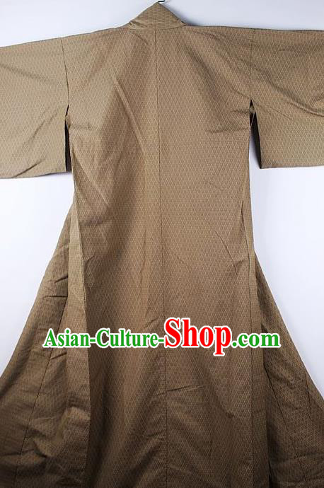 Asian Japanese Ceremony Clothing Classical Pattern Brown Kimono Traditional Japan National Yukata Costume for Men