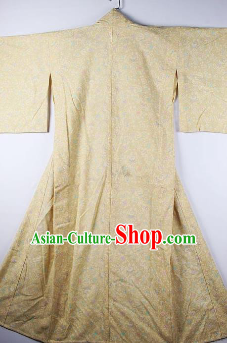 Asian Japanese Ceremony Clothing Classical Pattern Yellow Kimono Traditional Japan National Yukata Costume for Men