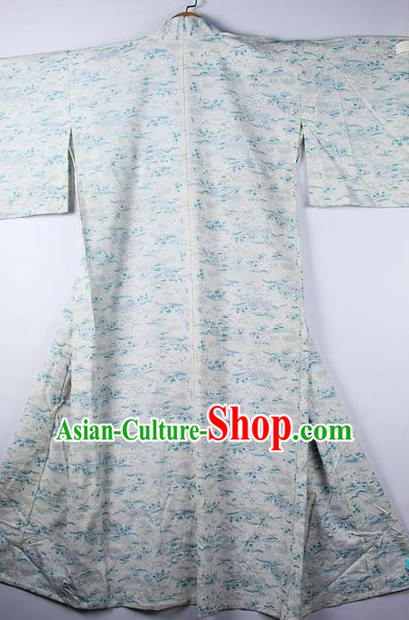 Asian Japanese Ceremony Clothing Printing White Kimono Traditional Japan National Yukata Costume for Men