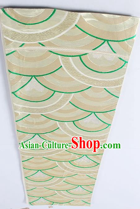 Asian Japanese Yukata Accessories Classical Pattern Khaki Brocade Belt Japan Traditional Kimono Waistband for Women