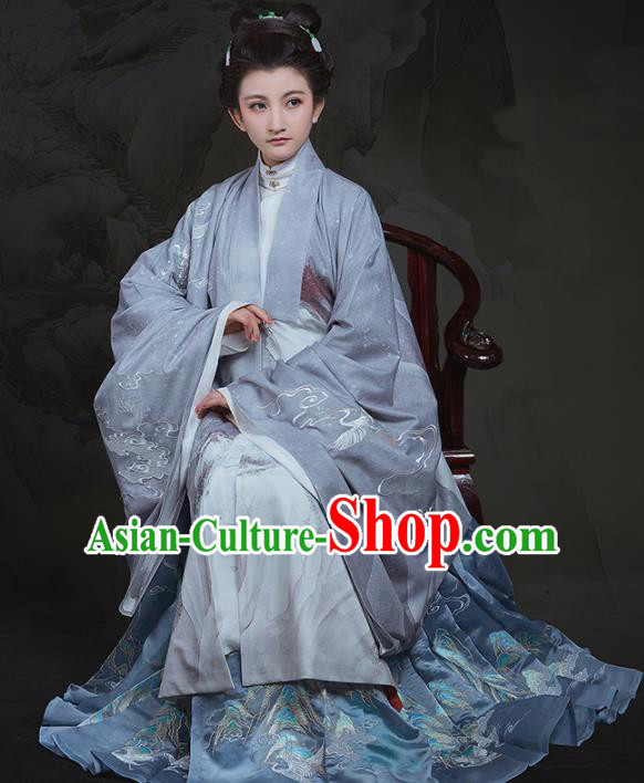 Chinese Ancient Ming Dynasty Nobility Dowager Hanfu Dress Traditional Court Countess Embroidered Replica Costume for Women