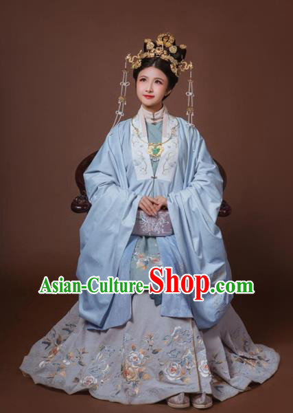 Chinese Ancient Ming Dynasty Imperial Empress Hanfu Dress Traditional Court Queen Embroidered Replica Costume for Women