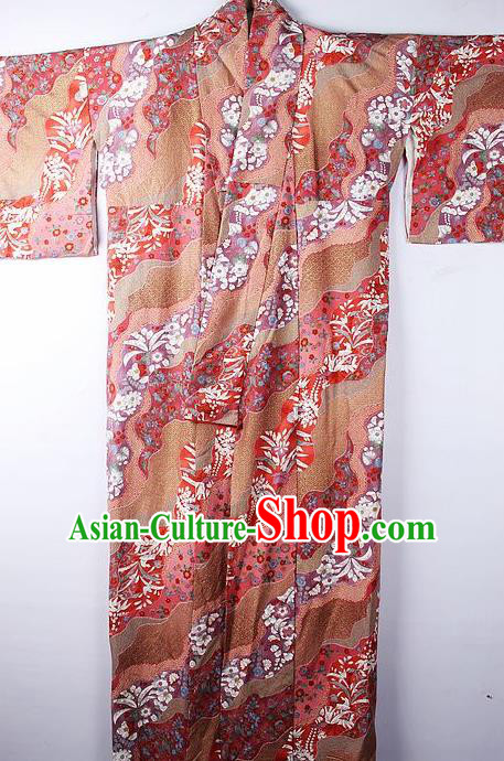 Asian Japanese Ceremony Clothing Classical Flow Sakura Pattern Kimono Traditional Japan National Yukata Costume for Men