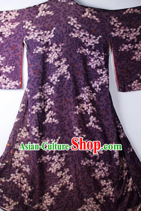 Asian Japanese Ceremony Clothing Classical Pattern Purple Kimono Traditional Japan National Yukata Costume for Men