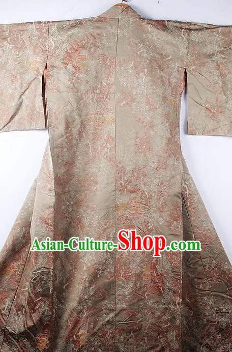 Asian Japanese Clothing Classical Pattern Khaki Kimono Traditional Japan National Yukata Costume for Men