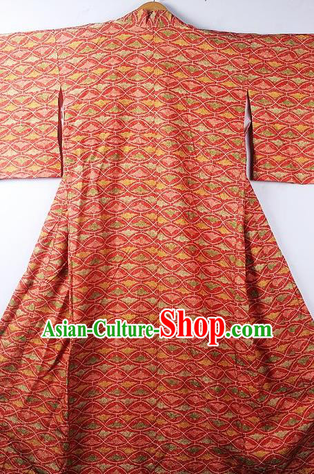 Asian Japanese Classical Pattern Red Yukata Traditional Japan Kimono Costume for Men