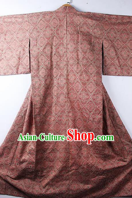 Asian Japanese Classical Pattern Rust Red Yukata Traditional Japan Kimono Costume for Men
