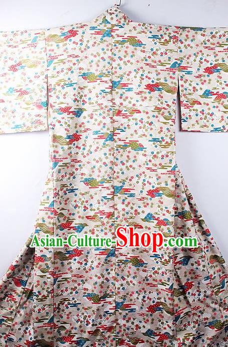 Asian Japanese National Iromuji Printing Sakura Furisode Kimono Ceremony Costume Traditional Japan Yukata Dress for Women