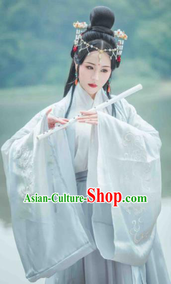Ancient Chinese Jin Dynasty Imperial Consort Hanfu Dress Traditional Swordswoman Replica Costume for Women
