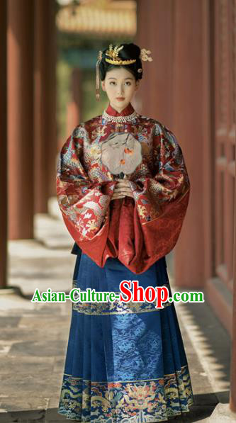 Ancient Chinese Ming Dynasty Princess Wedding Hanfu Dress Traditional Court Lady Replica Costume for Women