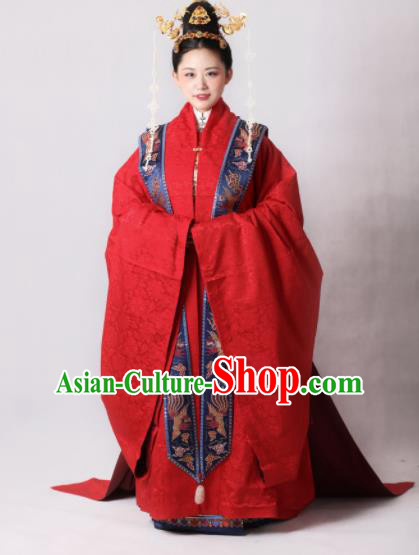 Chinese Traditional Ming Dynasty Court Wedding Red Hanfu Dress Ancient Imperial Empress Replica Costumes for Women