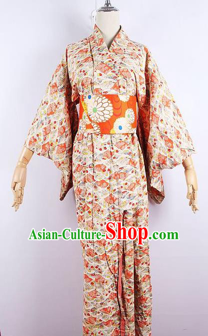 Asian Japanese Ceremony Printing Kimono Dress Traditional Japan Yukata Costume for Women