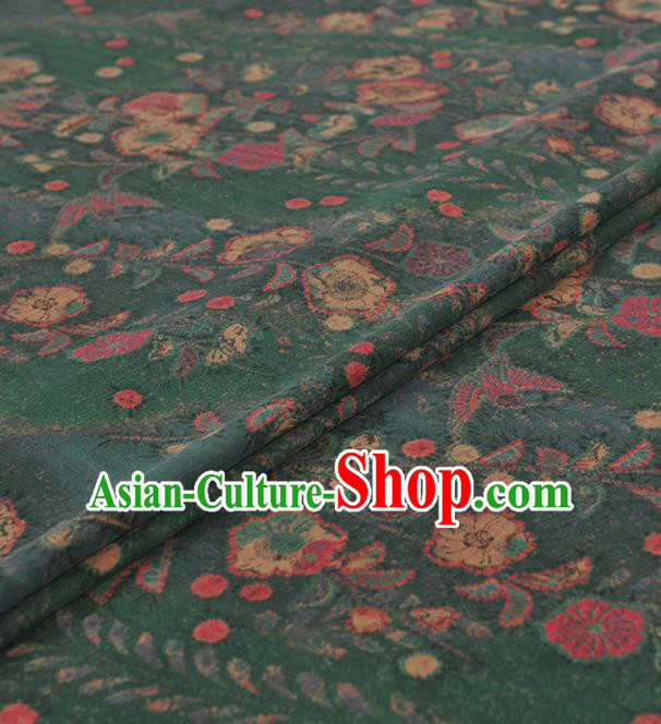 Chinese Traditional Flowers Pattern Design Green Gambiered Guangdong Gauze Asian Brocade Silk Fabric