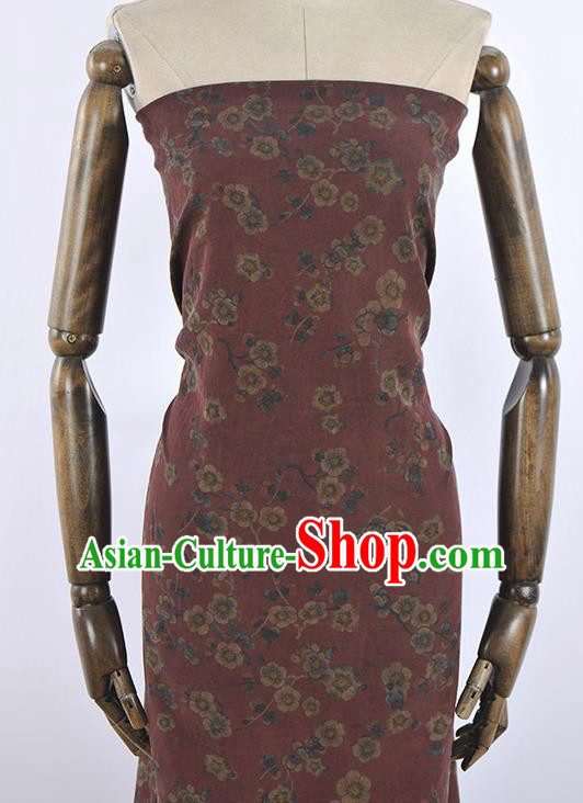 Chinese Traditional Wintersweet Butterfly Pattern Design Amaranth Gambiered Guangdong Gauze Asian Brocade Silk Fabric