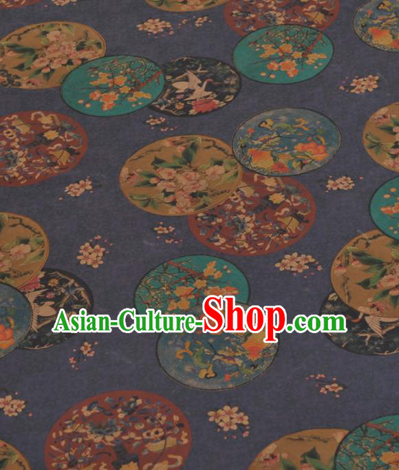 Chinese Classical Flowers Vase Pattern Design Navy Gambiered Guangdong Gauze Traditional Asian Brocade Silk Fabric