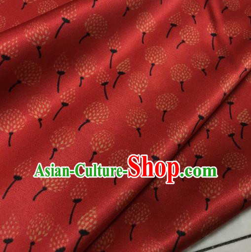 Asian Chinese Classical Dandelion Pattern Red Brocade Satin Drapery Traditional Cheongsam Brocade Silk Fabric