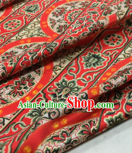 Asian Chinese Classical Lotus Pattern Red Brocade Satin Drapery Traditional Cheongsam Brocade Silk Fabric