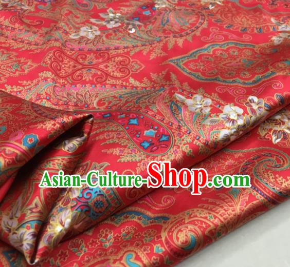 Asian Chinese Classical Pattern Rosy Brocade Satin Drapery Traditional Cheongsam Brocade Silk Fabric