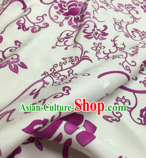 Asian Chinese Classical Pattern White Brocade Satin Drapery Traditional Cheongsam Brocade Silk Fabric