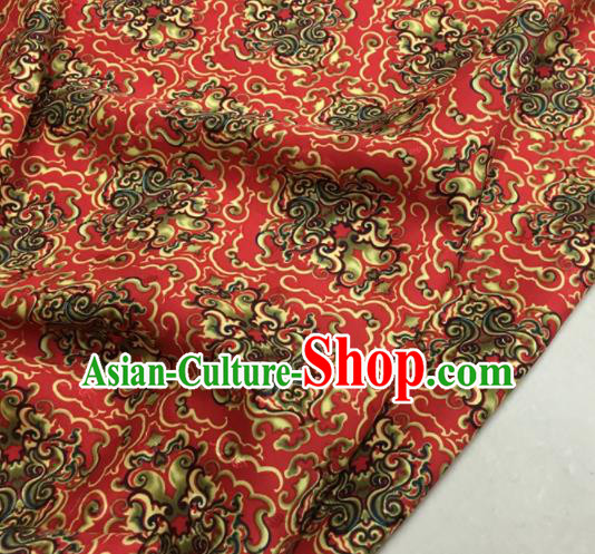 Asian Chinese Classical Totem Pattern Red Brocade Satin Drapery Traditional Cheongsam Brocade Silk Fabric