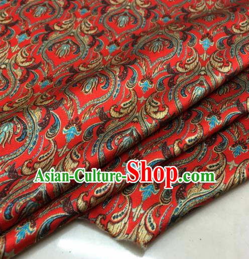 Asian Chinese Classical Pattern Red Brocade Satin Drapery Traditional Cheongsam Brocade Silk Fabric