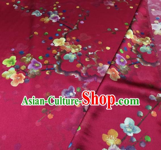 Asian Chinese Classical Plum Pattern Rosy Brocade Satin Drapery Traditional Cheongsam Brocade Silk Fabric