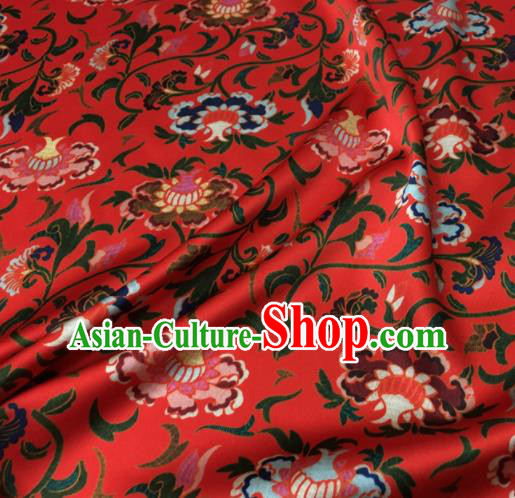 Asian Chinese Classical Totem Pattern Red Brocade Satin Drapery Traditional Cheongsam Brocade Silk Fabric