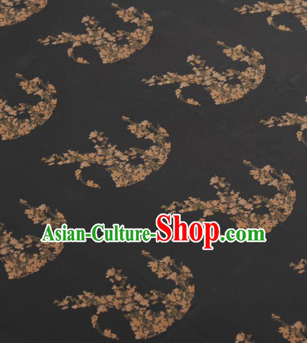 Asian Chinese Classical Plum Pattern Black Gambiered Guangdong Gauze Traditional Cheongsam Brocade Silk Fabric