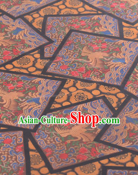 Asian Chinese Classical Peony Crane Pattern Gambiered Guangdong Gauze Traditional Cheongsam Brocade Silk Fabric