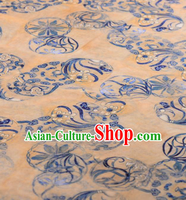 Asian Chinese Classical Orchid Pattern Yellow Gambiered Guangdong Gauze Traditional Cheongsam Brocade Silk Fabric