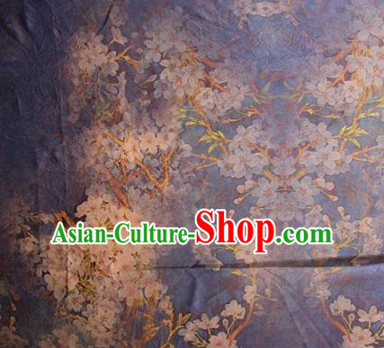 Asian Chinese Classical Pear Flowers Pattern Purple Satin Drapery Gambiered Guangdong Gauze Brocade Traditional Cheongsam Brocade Silk Fabric