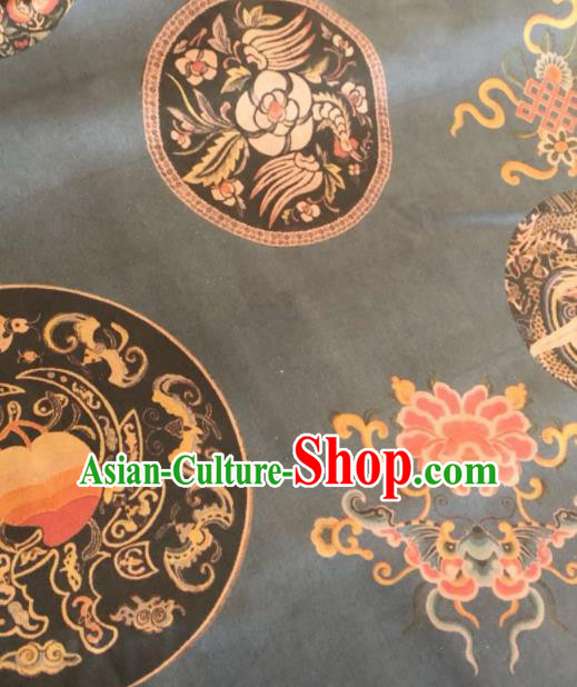 Asian Chinese Classical Butterfly Peony Pattern Black Satin Drapery Gambiered Guangdong Gauze Brocade Traditional Cheongsam Brocade Silk Fabric