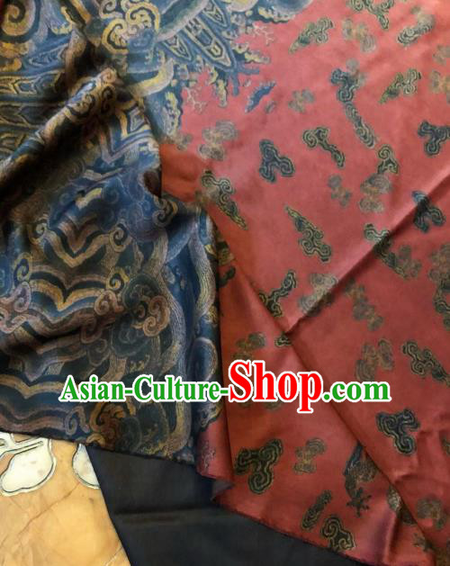 Asian Chinese Classical Dragons Pattern Satin Drapery Gambiered Guangdong Gauze Brocade Traditional Cheongsam Brocade Silk Fabric