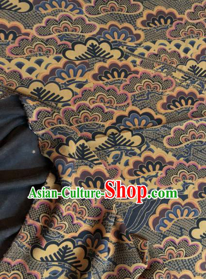 Asian Chinese Classical Waves Pattern Satin Drapery Gambiered Guangdong Gauze Brocade Traditional Cheongsam Brocade Silk Fabric