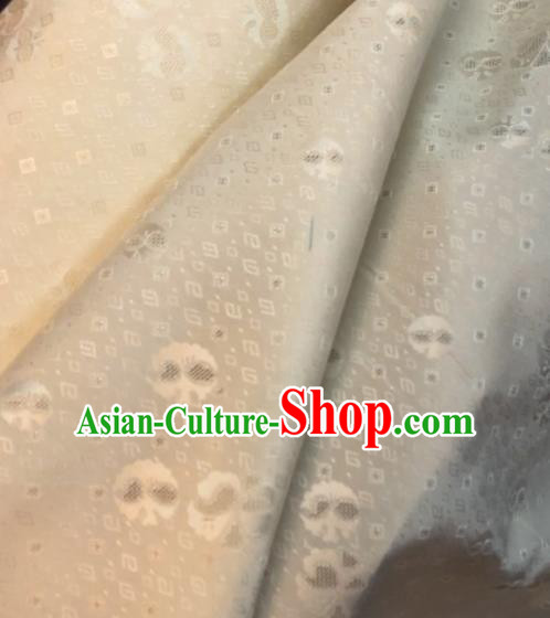 Asian Chinese Classical Auspicious Pattern White Drapery Gambiered Guangdong Gauze Brocade Traditional Cheongsam Brocade Silk Fabric