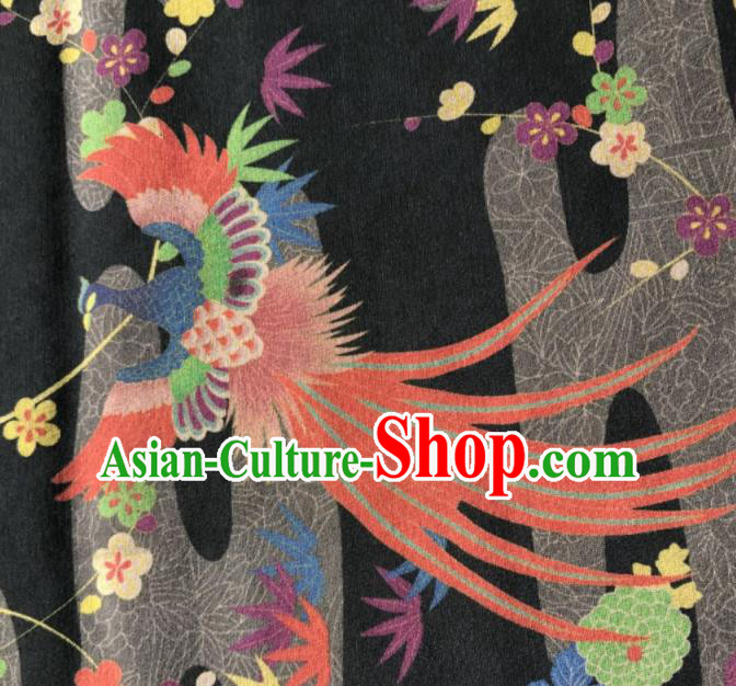 Asian Chinese Classical Red Phoenix Chrysanthemum Pattern Satin Drapery Gambiered Guangdong Gauze Brocade Traditional Cheongsam Brocade Silk Fabric