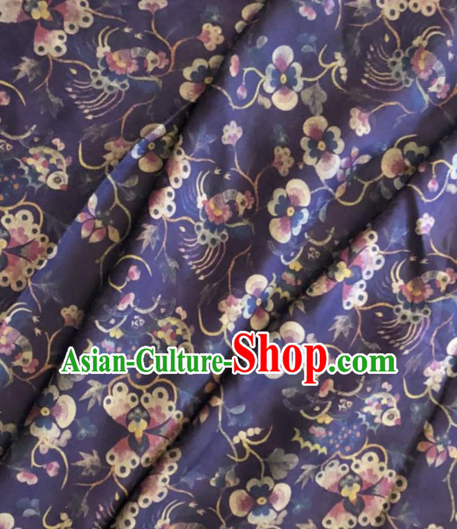 Asian Chinese Classical Phoenix Pattern Purple Satin Drapery Gambiered Guangdong Gauze Brocade Traditional Cheongsam Brocade Silk Fabric