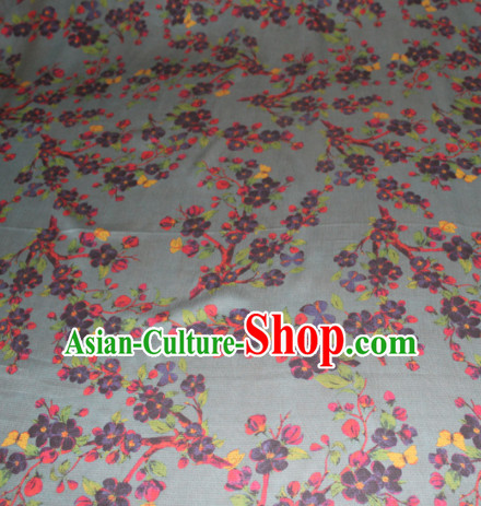 Asian Chinese Cheongsam Classical Plum Pattern Grey Gambiered Guangdong Gauze Satin Drapery Brocade Traditional Brocade Silk Fabric