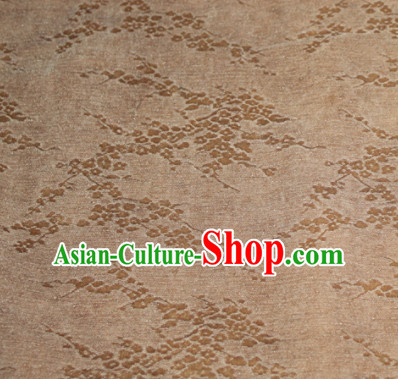 Asian Chinese Cheongsam Classical Plum Pattern Khaki Gambiered Guangdong Gauze Satin Drapery Brocade Traditional Brocade Silk Fabric