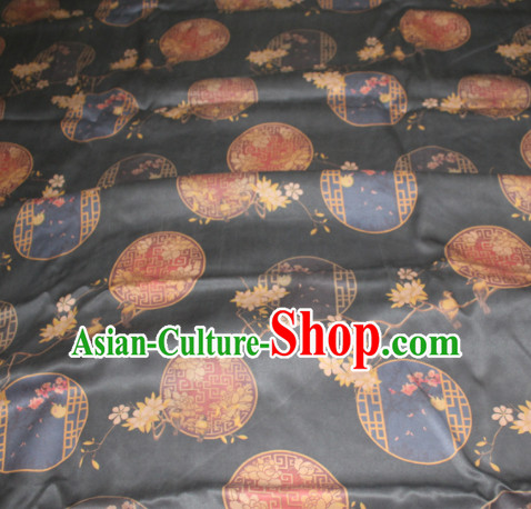 Chinese Traditional Cheongsam Classical Pattern Black Gambiered Guangdong Gauze Asian Satin Drapery Brocade Silk Fabric