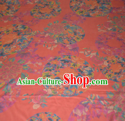 Chinese Traditional Cheongsam Classical Peony Pattern Orange Gambiered Guangdong Gauze Asian Satin Drapery Brocade Silk Fabric