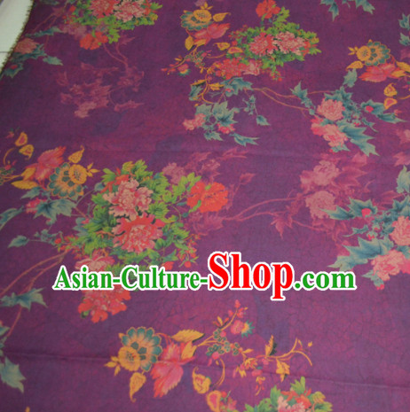 Chinese Traditional Cheongsam Classical Peony Pattern Purple Gambiered Guangdong Gauze Asian Satin Drapery Brocade Silk Fabric