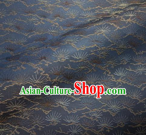 Japanese Traditional Kimono Classical Pine Needle Pattern Navy Brocade Asian Japan Satin Drapery Silk Fabric