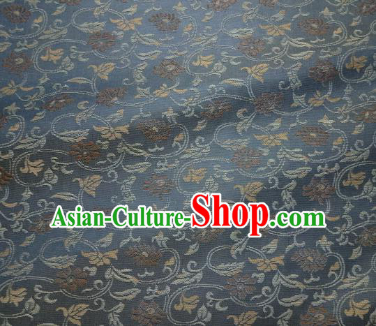 Japanese Traditional Kimono Classical Cirrus Pattern Navy Brocade Asian Japan Satin Drapery Silk Fabric